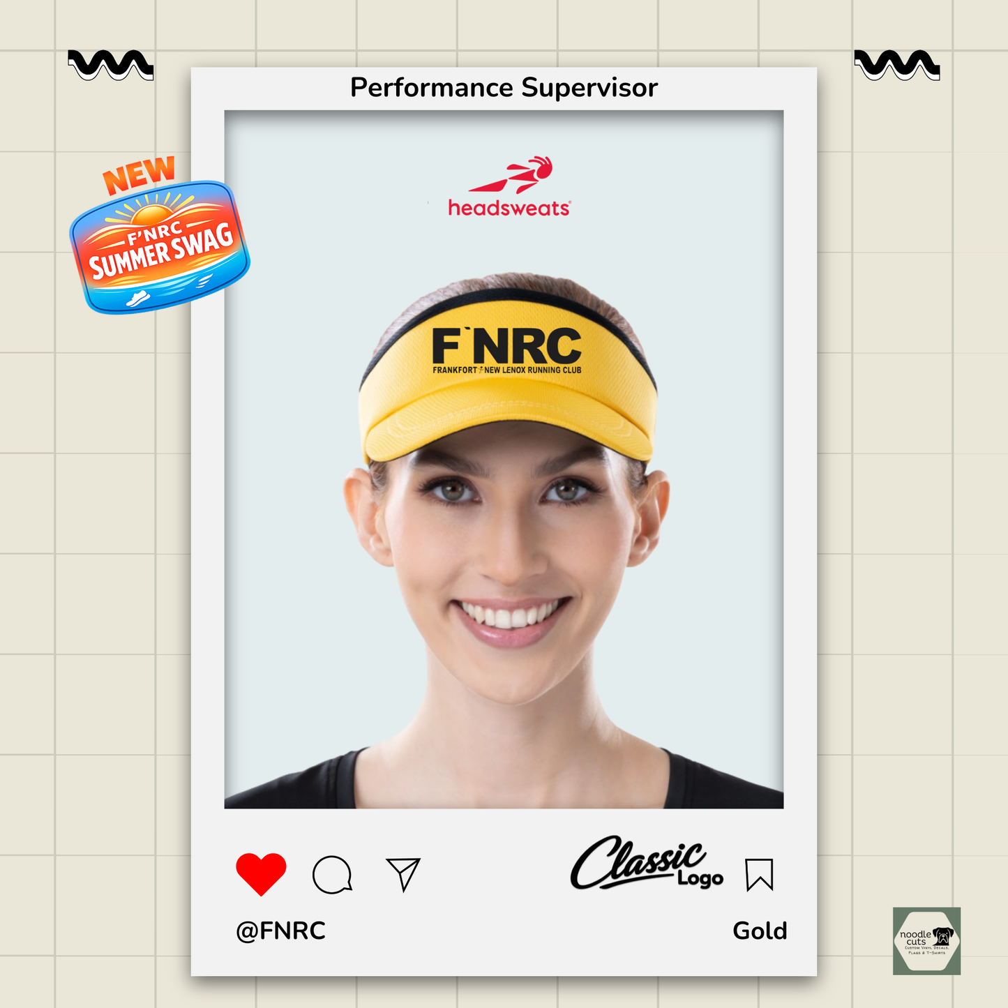 Headsweats Performance Supervisor 7703 in gold featuring the FNRC Classic logo