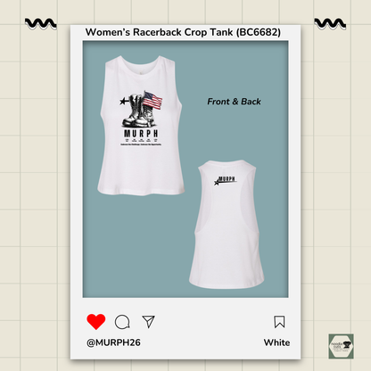 White tank top with graphic design on a light blue background