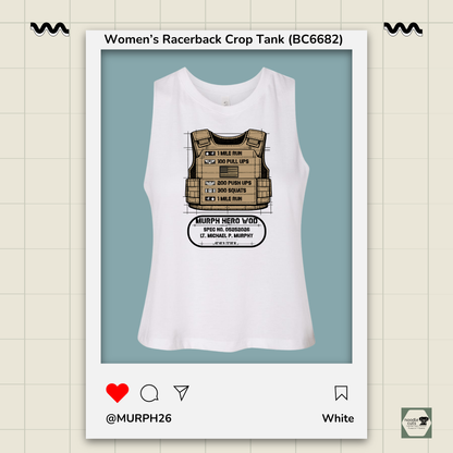 White Bella Canvas 6682 flowy tank featuring Murph 2026 Vest tribute design front graphic