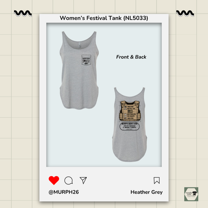 Murph 2026 Vest front and back view on Heather Grey Next Level 5033 performance tank displaying full tribute design layout