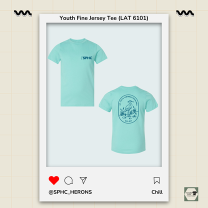 SPHC Herons youth fine jersey tee in Chill with SPHC front logo and Herons back design