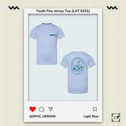 SPHC Herons youth fine jersey tee in Light Blue with SPHC front logo and Herons back design