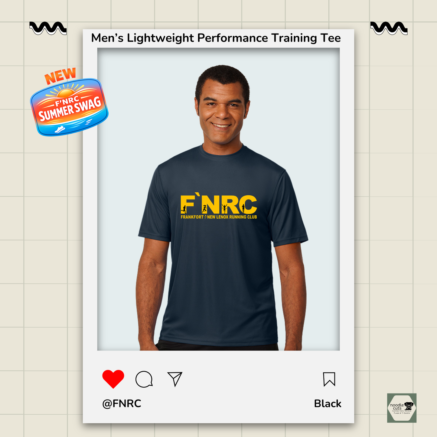 Mens FNRC Signature Logo Boston performance training tee in black gold and platinum athletic fit moisture-wicking Zorrel shirt