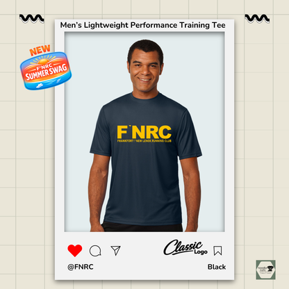 Mens FNRC Classic Logo Boston performance training tee in black gold and platinum athletic fit moisture-wicking Zorrel shirt