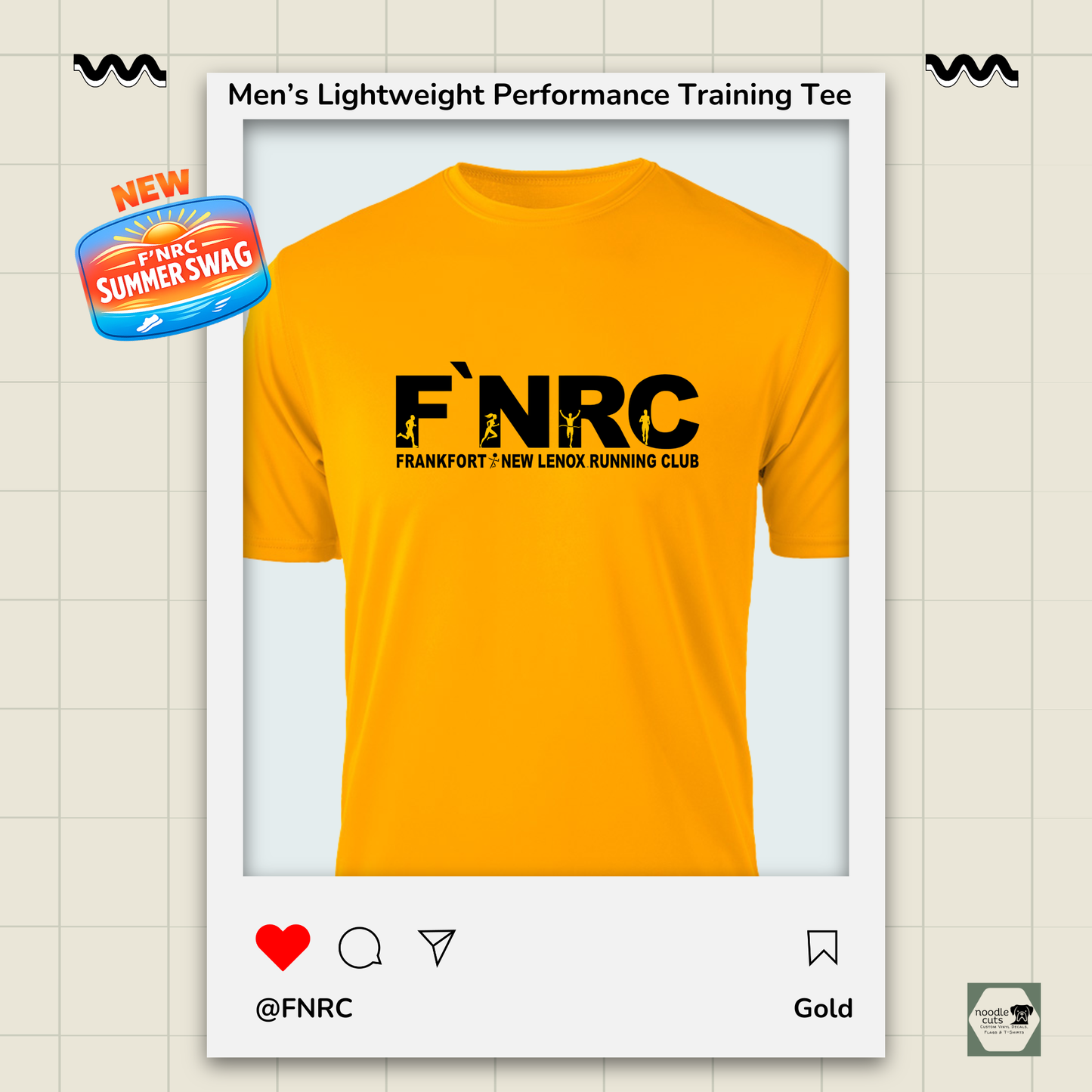 Mens FNRC Signature Logo Boston performance training tee in black gold and platinum athletic fit moisture-wicking Zorrel shirt