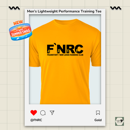 Mens FNRC Signature Logo Boston performance training tee in black gold and platinum athletic fit moisture-wicking Zorrel shirt
