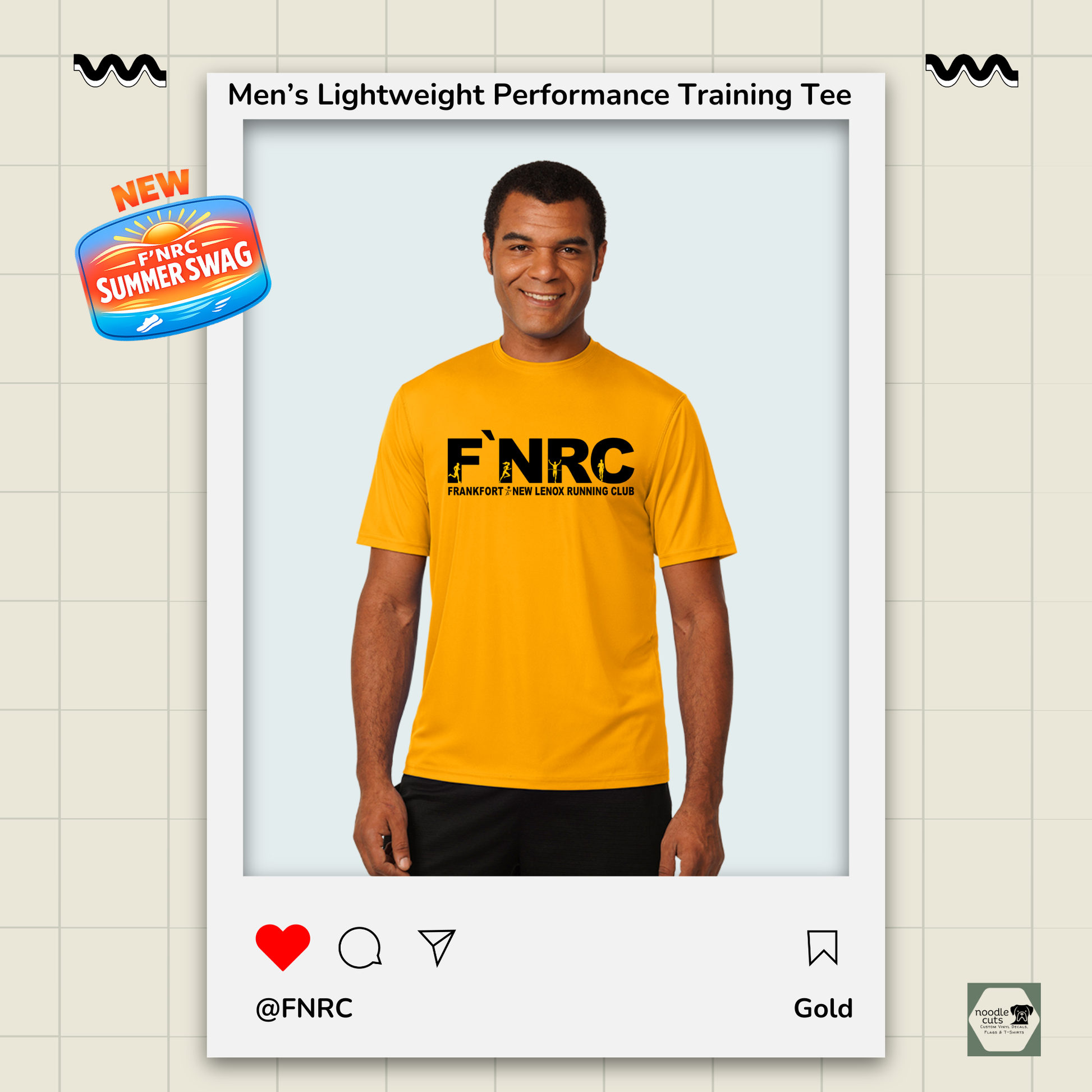 Mens FNRC Signature Logo Boston performance training tee in black gold and platinum athletic fit moisture-wicking Zorrel shirt