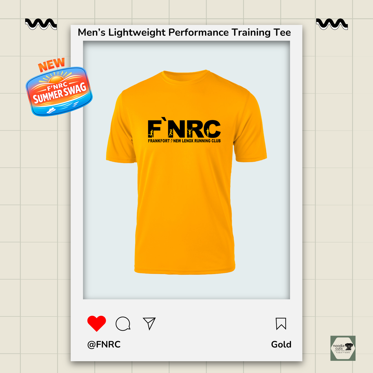 Mens FNRC Signature Logo Boston performance training tee in black gold and platinum athletic fit moisture-wicking Zorrel shirt